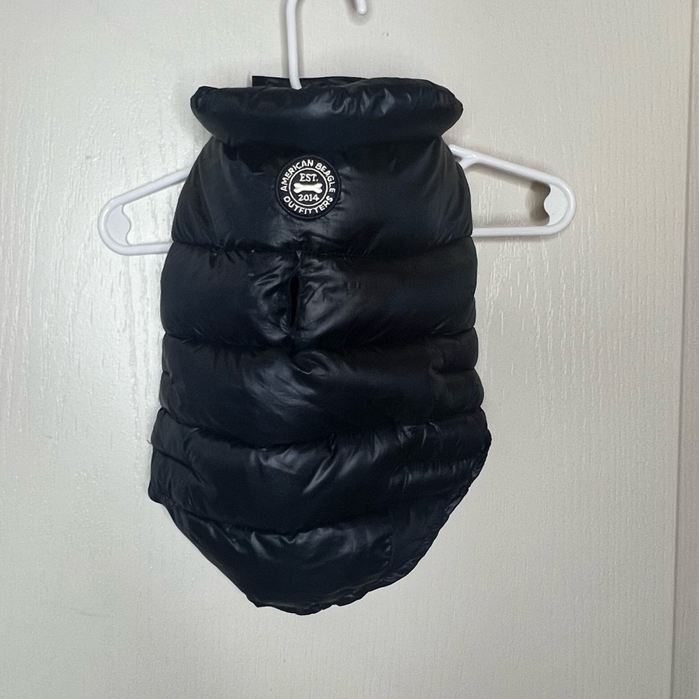 Weather conditions water proof pet jacket. Navy blue, light weight and durable